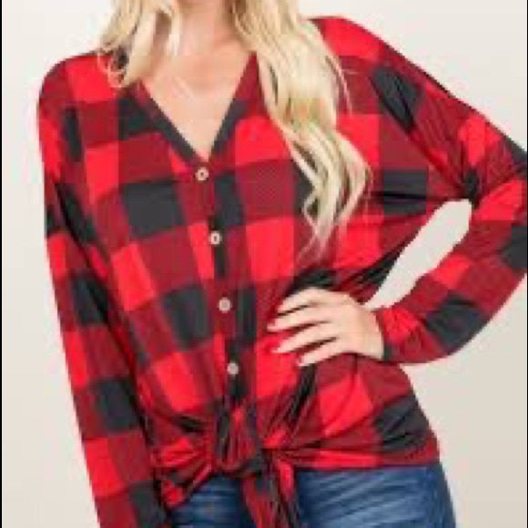 Bibi brand. NWT (boutique). Red and black buffalo check - Picture 5 of 5
